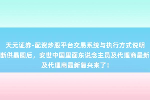天元证券-配资炒股平台交易系统与执行方式说明 荷兰安世断供晶圆后，安世中国里面东说念主员及代理商最新复兴来了！